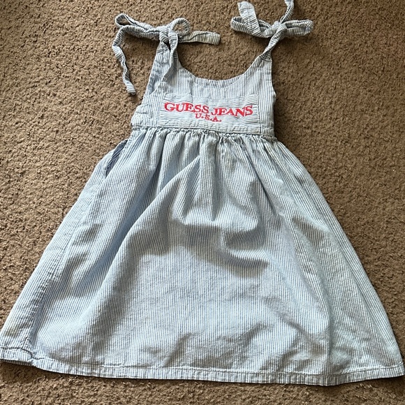 Guess Other - Vintage Guess Kids Striped Blue Dress with Red Logo